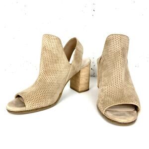 Cole Haan Grand OS Callista Tan Suede Perforated Bootie Block Heel Peep Toe 8